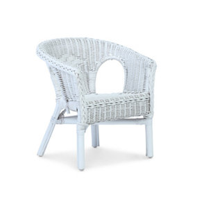 Children's Wicker Loom Chair in White (H)49.5cm x (W)43cm x (D)37cm