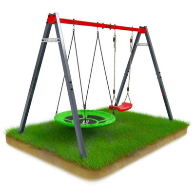 Children Swing Set Garden Swing Frame with Two Swings