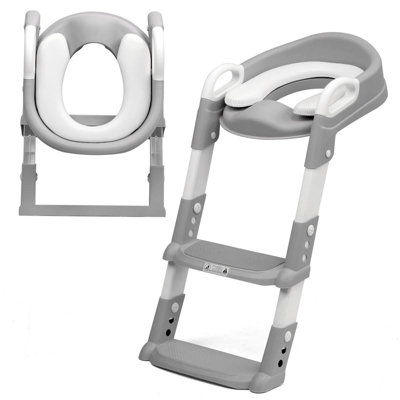 Children Toilet Seat & Ladder Toddler Training Step Up Easy Fold Down For Kids