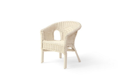 Children Wicker Loom Chair in White H 49.5cm x W 43cm x D 37cm