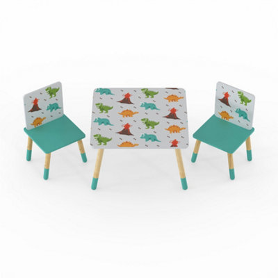 Childrens Dinosaur Table & Chairs Set, Preschoolers Study Activity ...