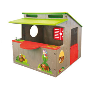 Childrens Play Kiosk Shop Playhouse Kids Store Market Activity Area w/ Stickers