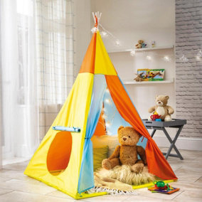 Childrens Tepee - Easy To Assemble Indoor Outdoor Home Garden Colourful Polyester Play Tent - Measures H135 x W100 x D100cm
