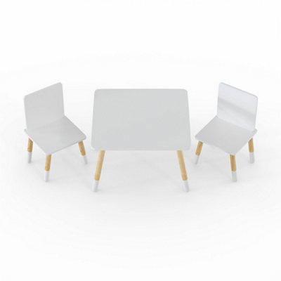 Childrens White Table & Chairs Set, Preschoolers Study Activity, Kids or Toddlers