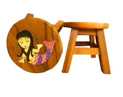 Childrens Wooden Stool Mermaid Step Stool
