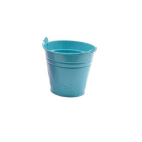 Childs Metal Bucket Planter Zinc Flower Pot Tin Pen Pot Craft Pot Bright Blue