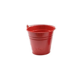 Childs Metal Bucket Planter Zinc Flower Pot Tin Pen Pot Craft Pot Bright Red