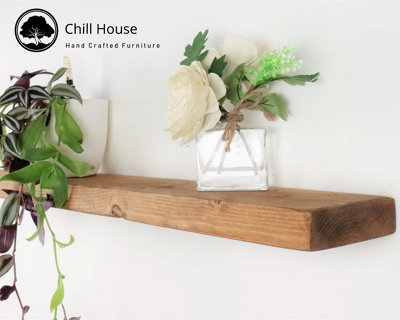 Chill House Rustic  Floating Shelf 12x1.5 inch, Dark Oak, 110cm
