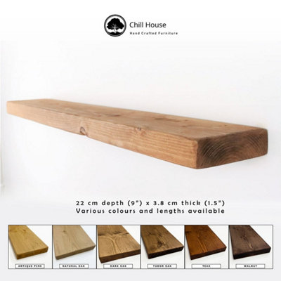 Chill House Rustic  Floating Shelf 9x1.5 inch, Dark Oak, 100cm