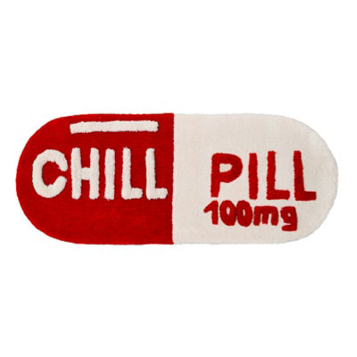 Chill Pill Bath Runner - Long Bath Mat Rug (Red)
