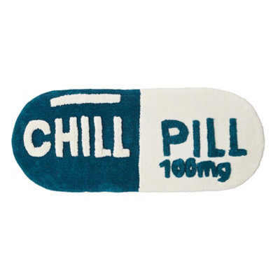Chill Pill Bath Runner - Long Bath Mat Rug (Teal)
