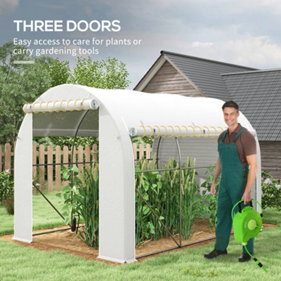 Chilli 296 x 196cm Steel Frame Polytunnel Greenhouse - White