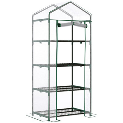 Chilli 4 Tiers Mini Portable Greenhouse Compact Plant Grow Shed Metal Frame Transparent Clear Cover 160H x 70L x 50Wcm