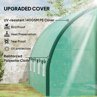 Chilli 4 x 3(m) Polytunnel Greenhouse, with Windows and Doors - Green