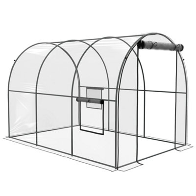 Chilli Polytunnel Greenhouse Walk-in Grow House with Plasric Cover, Door, Mesh Window and Steel Frame, 3 x 2 x 2m, Clear