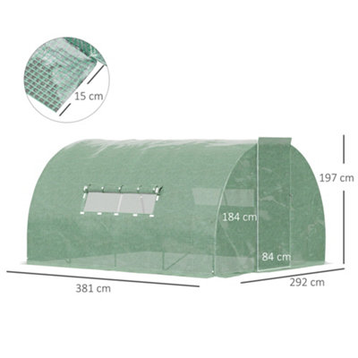 Chilli Reinforced Walk in Polytunnel Greenhouse, 4x3x2 m