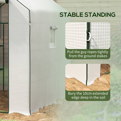 Heyfurni Walk In Greenhouse With 3 Tier 6 Shelves,2 More Bottom Shelves Reinforced Plant Green House,Steel Frame Growhouse For Outdoor,PVC Cover 143x73x195cm