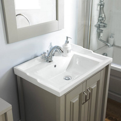 Chiltern 600mm Flat Pack Stone Grey Bathroom Traditional Basin Vanity Unit