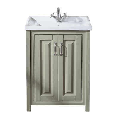 Chiltern 600mm Flat Pack Stone Grey Bathroom Traditional Basin Vanity Unit