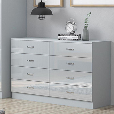 Chilton Modern Grey Gloss 8 Chest of Drawers DIY at B&Q