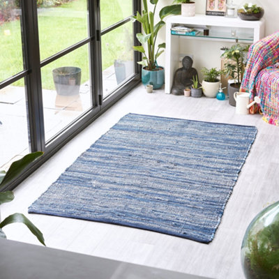 Chindi Handwoven Denim Recycled Rag Rug - 120 x 180cm