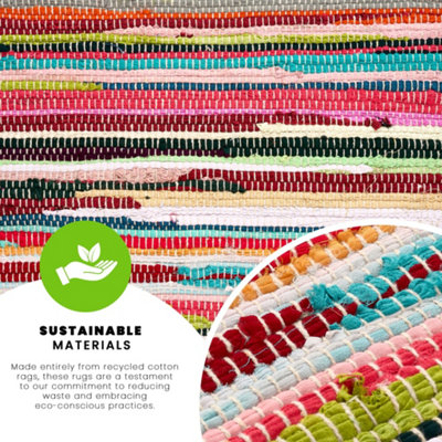 Chindi Handwoven Multi Coloured Recycled Rag Rug - 150 x 240cm