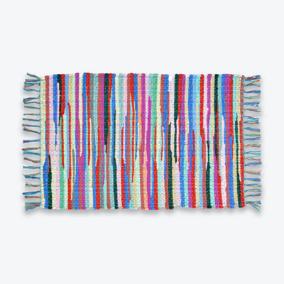 Chindi Recycled Rag Rug with Fringe - 50 x 80cm