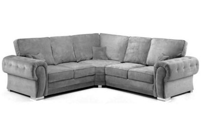 Chingford 2C2 Corner Sofa Chenille Fabric Grey