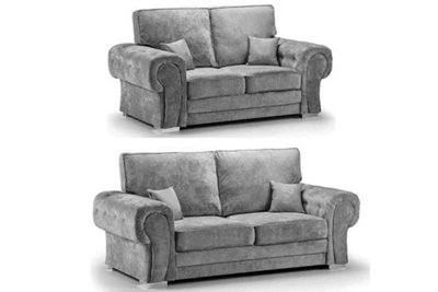 Chingford 3&2 Seater Sofa Set Chenille Fabric Grey