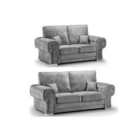 Chingford 3&2 Seater Sofa Set Chenille Fabric Grey