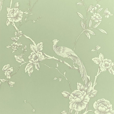 Chinoise Wallpaper Sage Green World of Wallpaper E100336AH