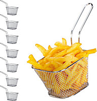 Chip Baskets for Serving Fries and Food Presentation Baskets with Handles Stainless Steel Finish (8 Pack)