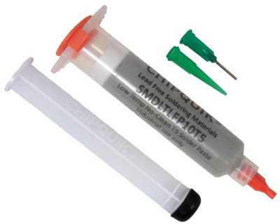 CHIP QUIK Lead-Free Low Temperature Solder Paste Syringe with Plunger & Tip 10cc