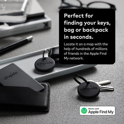 Chipolo Spot BUNDLE (Chipolo ONE Spot and CARD Spot) Works with the Apple Find My Network Almost black