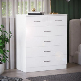 Chiswick Gloss White 6 Drawer Modern Tower Chest Of Drawers