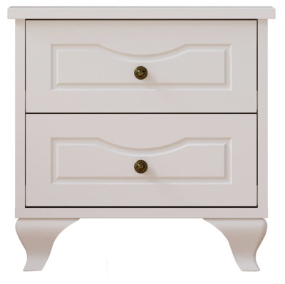 CHLOE 2 Drawer White Bedside Table