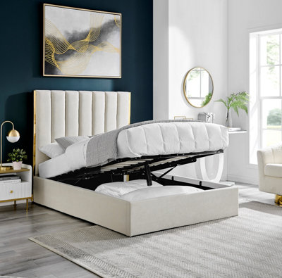 Beige deals ottoman bed