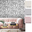 Chloe Crushed Silk Wallpaper In Grey And Silver
