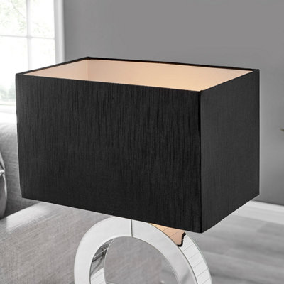 CHLOE Mirrored Halo Shaped Table Lamp Light and Chic Black Fabric Shade Including A Rated Energy Efficient LED Bulb