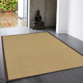 Chocolate Bordered Plain Modern Easy to clean Rug for Dining Room Bed Room and Living Room-68 X 240cm (Runner)