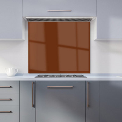 Chocolate Brown Premium Glass Kitchen Splashback W900mm x H650mm