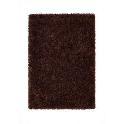 Chocolate Handmade Rug, 50mm Thickness Plain Shaggy Rug, Modern Luxurious Rug for Bedroom, & Dining Room-133cm (Circle)