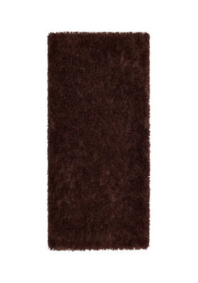 Chocolate Handmade Rug, 50mm Thickness Plain Shaggy Rug, Modern ...