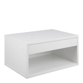 Cholet Square Bedside Table with 1 Drawer in White