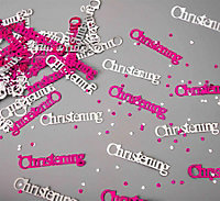 Christening Confetti Pink & Silver 14 grams Table Scatter Party Decorations 1 pack