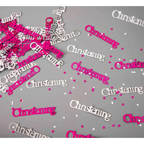 Christening Confetti Pink & Silver 14 grams Table Scatter Party Decorations 3 pack