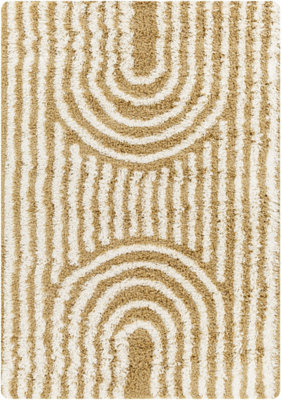 CHRISTINA Shaggy Modern Plush Pile Camel Area Rug 130 x 170 cm