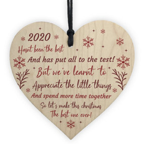 Christmas 2020 Poem Wooden Heart Christmas Tree Decoration Bauble Family Gift