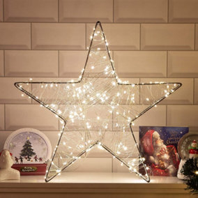 Christmas 3D Star Metal 200 Warm White LED Light Bright Illumination Figures Decoration Indoor Table Top Xmas Gifts 50 x 50 x 8cm