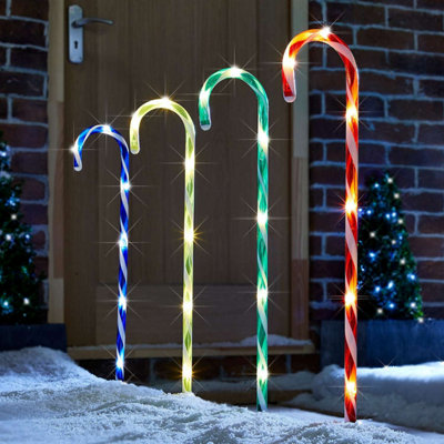 Christmas 4 Piece Path 73cm Candy Cane Pathway Lights Decoration with